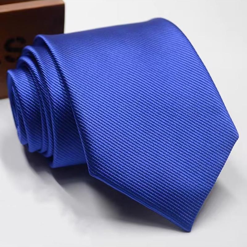 Men's Skinny Tie Fashion Solid Plain Satin Formal Wedding Casual Necktie Ties - Black