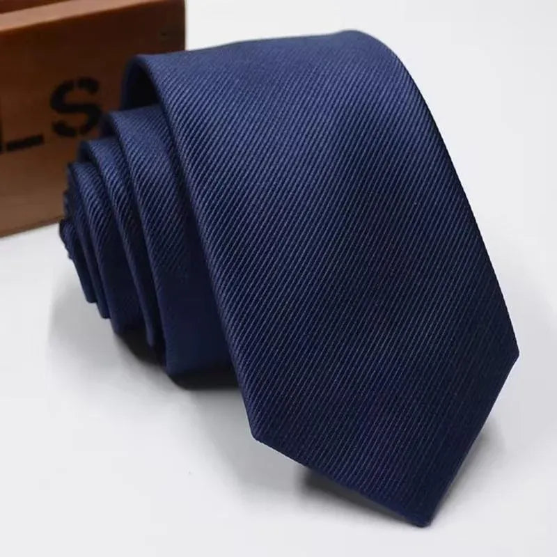 Men's Skinny Tie Fashion Solid Plain Satin Formal Wedding Casual Necktie Ties - Black