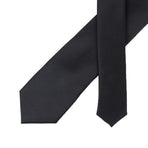 Men's Skinny Tie Fashion Solid Plain Satin Formal Wedding Casual Necktie Ties - Black