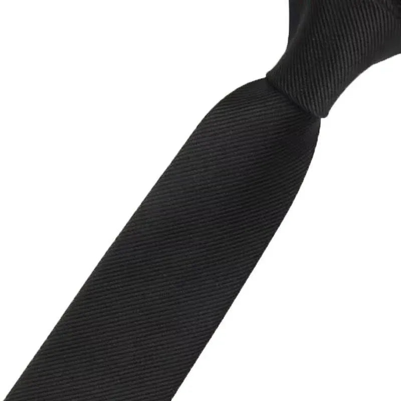 Men's Skinny Tie Fashion Solid Plain Satin Formal Wedding Casual Necktie Ties - Black