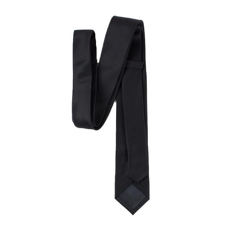 Men's Skinny Tie Fashion Solid Plain Satin Formal Wedding Casual Necktie Ties - Black