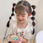 100PCS Colorful Elastic Hair Ties for Girl Ponytails High Stretch Hair Bands Set - Red