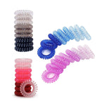 Women Telephone Wire Rubber Bands Stretchy Non-mark Coil Ropes Solid Hair Ties - Black