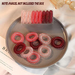 Women Telephone Wire Rubber Bands Stretchy Non-mark Coil Ropes Solid Hair Ties - Black