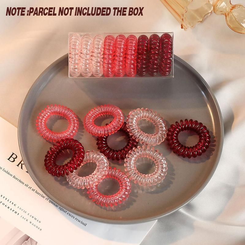 Women Telephone Wire Rubber Bands Stretchy Non-mark Coil Ropes Solid Hair Ties - Black