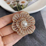 Fashion Women Crystal Simulated Pearl Brooch Pin Wedding Party Jewelry Decor - B07013 - Close-Up Angle
