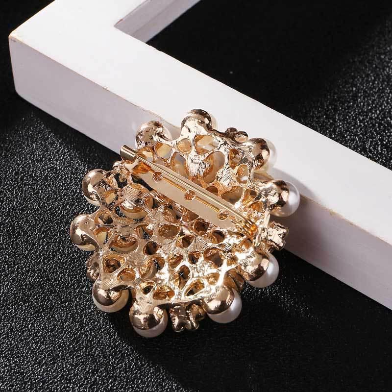 Fashion Women Crystal Simulated Pearl Brooch Pin Wedding Party Jewelry Decor - B07008
