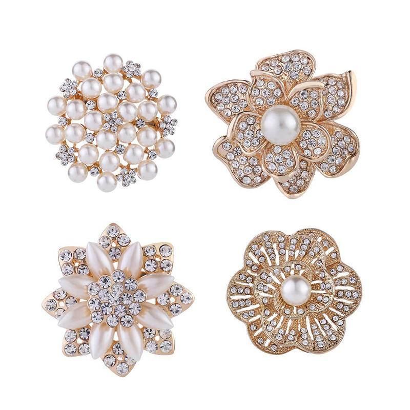 Fashion Women Crystal Simulated Pearl Brooch Pin Wedding Party Jewelry Decor - B07012