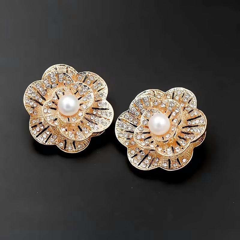 Fashion Women Crystal Simulated Pearl Brooch Pin Wedding Party Jewelry Decor - B07012