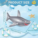 Inflatable Shark Pool Rider Float Toy for Swimming and Water Fun - Side View