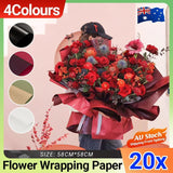 20PCS Plastic Waterproof Flower Gift Wrapping Paper Florist Bouquet Packaging - Black+Black