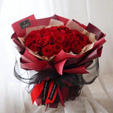20PCS Plastic Waterproof Flower Gift Wrapping Paper Florist Bouquet Packaging - Red+Wine Red - Side View