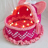 Chunky Arm Wool Yarn Knitted Soft Woolen Yarn Hand Washable Knitted Yarn for Bed - Light Pink - Top-Down View