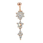 Flower Crystal Surgical Steel Dangle BELLY Button Navel bars Ring Body Piercing - Rose Red