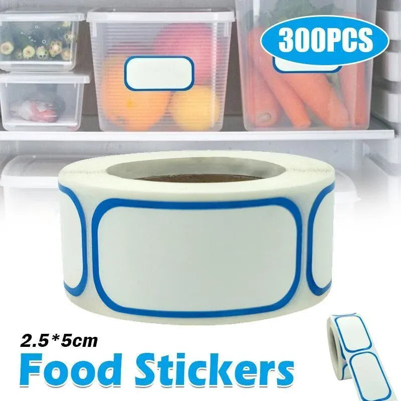300PCS Writable Food Storage Labels for Kitchen Containers and Freezer Organisation