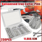 230PCS Cotter Pin Assortment Set Galvanised Iron Split Pins for Automotive Repairs