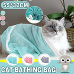 Cat Supplies Washing Bags for Pet Bathing Nail Trimm Mesh Cat Grooming Bath Bag - Grey