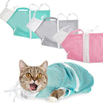 Cat Supplies Washing Bags for Pet Bathing Nail Trimm Mesh Cat Grooming Bath Bag - Grey