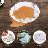6x Coasters with Holder Marble Texture Round Cup Mat Pad Set For Drinks - Marble Black