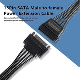 15 Pin SATA Power Y-Splitter Cable Adapter Extension 1 Male to 2 Female for HDD