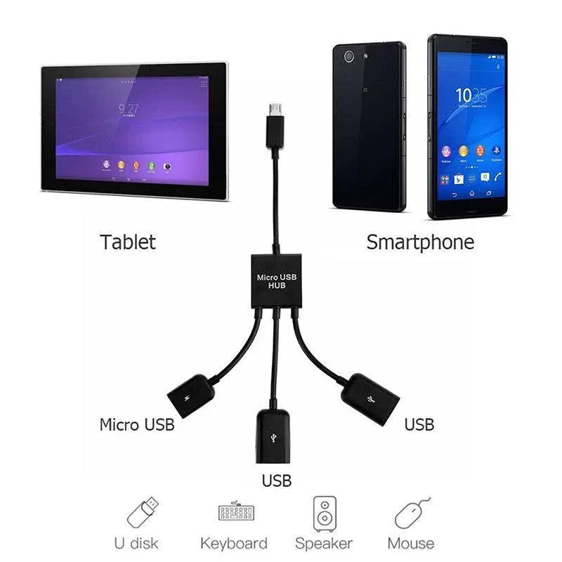 Micro USB 2.0 OTG HUB Cable Adapter AU Male to Female Dual Host Fast Transfer