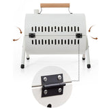 Grillz Charcoal BBQ Portable Grill Camping Barbecue Outdoor Cooking Smoker - White - 45-Degree Angle