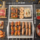 Grillz Charcoal BBQ Portable Grill Camping Barbecue Outdoor Cooking Smoker - Black - Side View