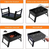 Portable Foldable Charcoal BBQ Grill for Outdoor Camping Picnic and Hibachi Cooking - Top-Down View