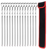 14 Pack Kabob Skewers Premium Flat Metal BBQ Barbecue Skewer Long Stainless - Side View