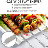 14 Pack Kabob Skewers Premium Flat Metal BBQ Barbecue Skewer Long Stainless - 45-Degree Angle