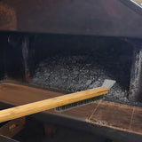 Long Handle Pizza Oven Brush Steel Wire BBQ Grill Cleaner with Scraper 57.5cm - Top-Down View