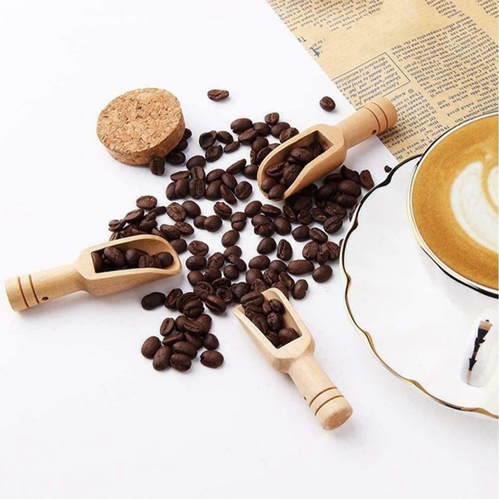 Mini Wooden Scoop Small Kitchen Spoon for Salt Sugar Coffee Spice Tea - 10PCS