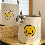 Large Laundry Basket Foldable Storage Bin Clothes Hamper Toy Organizer for Home - Smiley-Face