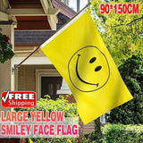 Large Yellow Smiley Face Flag Heavy Duty Outdoor Happy 90 X 150 CM - 3ft x 5ft