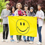 Large Yellow Smiley Face Flag Heavy Duty Outdoor Happy 90 X 150 CM - 3ft x 5ft - Side View