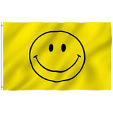 Large Yellow Smiley Face Flag Heavy Duty Outdoor Happy 90 X 150 CM - 3ft x 5ft - Top-Down View