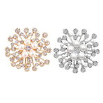 Snowflake Imitation Pearl Brooch Rhinestone Metal Alloy Pin For Coats Dresses - Gold