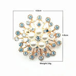 Snowflake Imitation Pearl Brooch Rhinestone Metal Alloy Pin For Coats Dresses - Gold