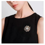 Snowflake Imitation Pearl Brooch Rhinestone Metal Alloy Pin For Coats Dresses - Gold