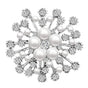 Snowflake Imitation Pearl Brooch Rhinestone Metal Alloy Pin For Coats Dresses - Sliver