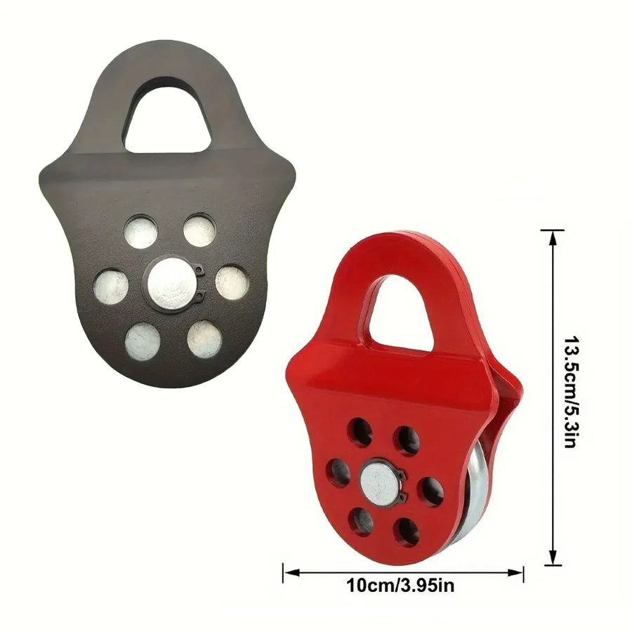 Off Road Recovery Winch Pulley Snatch Block Tackle Tow Hook Accessory Heavy Duty - Red