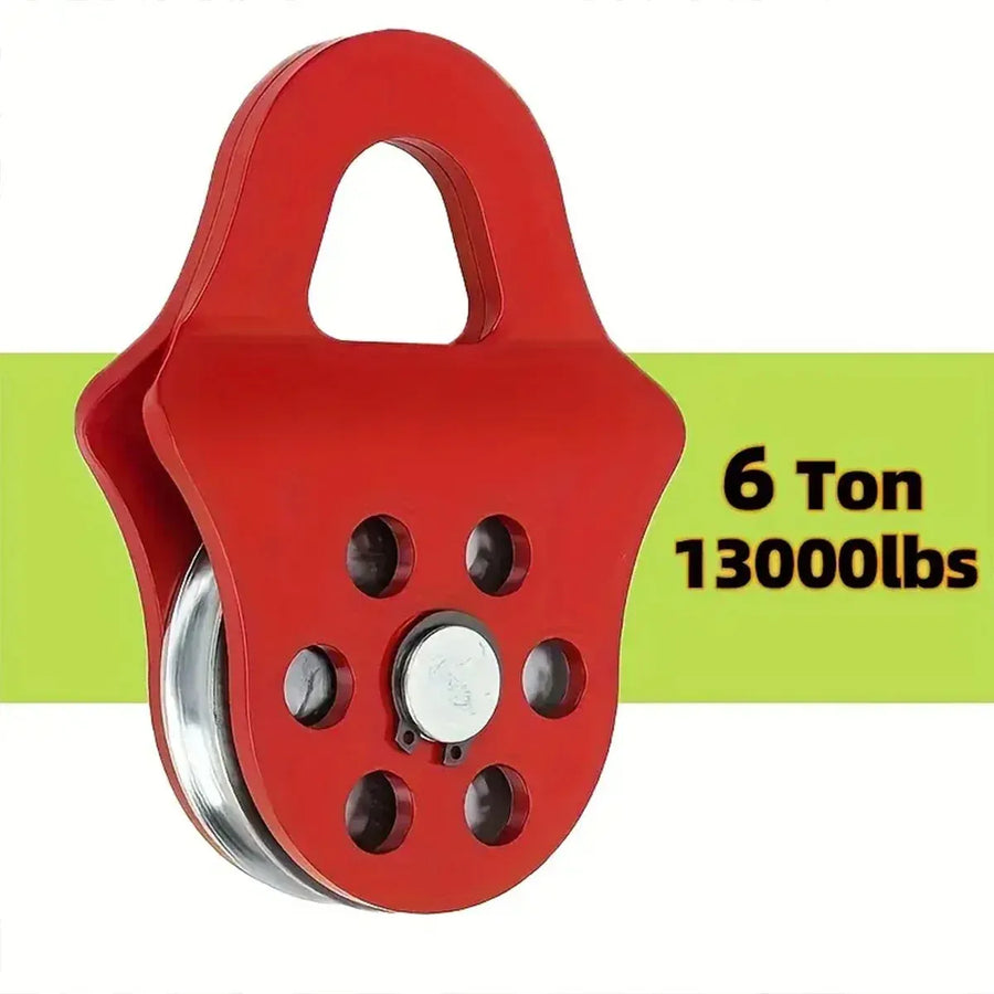 Off Road Recovery Winch Pulley Snatch Block Tackle Tow Hook Accessory Heavy Duty - Red