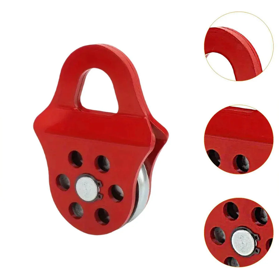 Off Road Recovery Winch Pulley Snatch Block Tackle Tow Hook Accessory Heavy Duty - Red