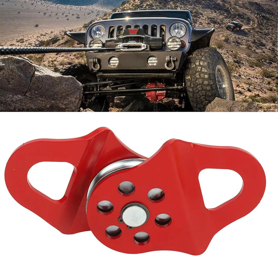 Off Road Recovery Winch Pulley Snatch Block Tackle Tow Hook Accessory Heavy Duty - Red