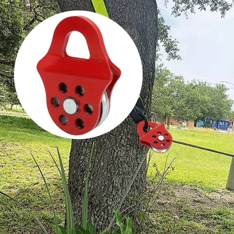 Off Road Recovery Winch Pulley Snatch Block Tackle Tow Hook Accessory Heavy Duty - Red