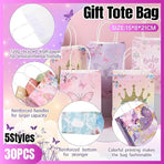 30pcs Pink Romantic Flower Tote Bag Cowhide Paper Elegant Design Gift Bag - Snowflake