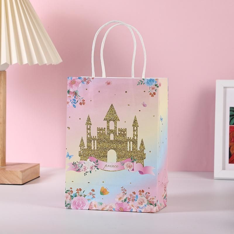 30pcs Pink Romantic Flower Tote Bag Cowhide Paper Elegant Design Gift Bag - Snowflake