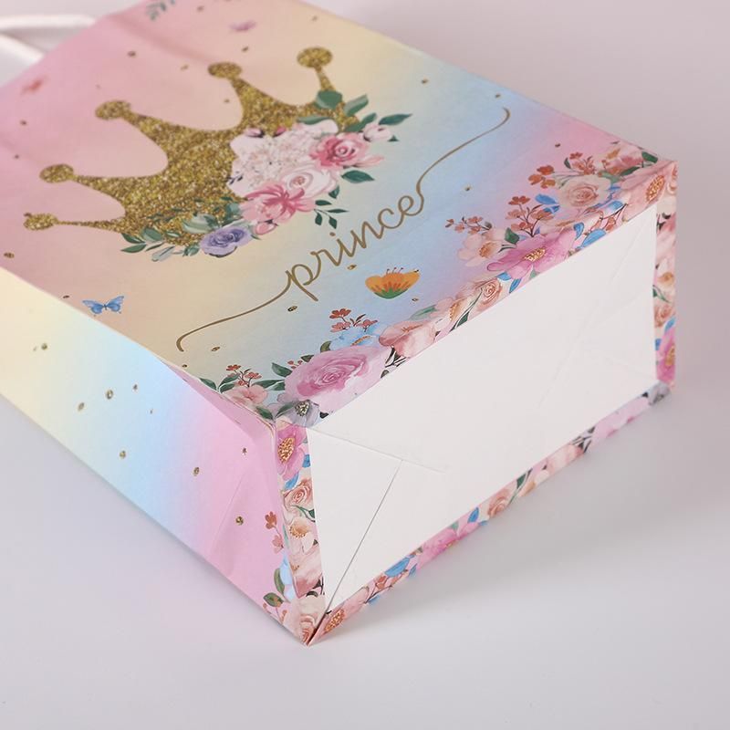 30pcs Pink Romantic Flower Tote Bag Cowhide Paper Elegant Design Gift Bag - Snowflake