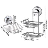 Shower Bar Holder Suction Basket Wall Mounted Stainless Steel Bathroom Soap Dish - Single Layer - Side View
