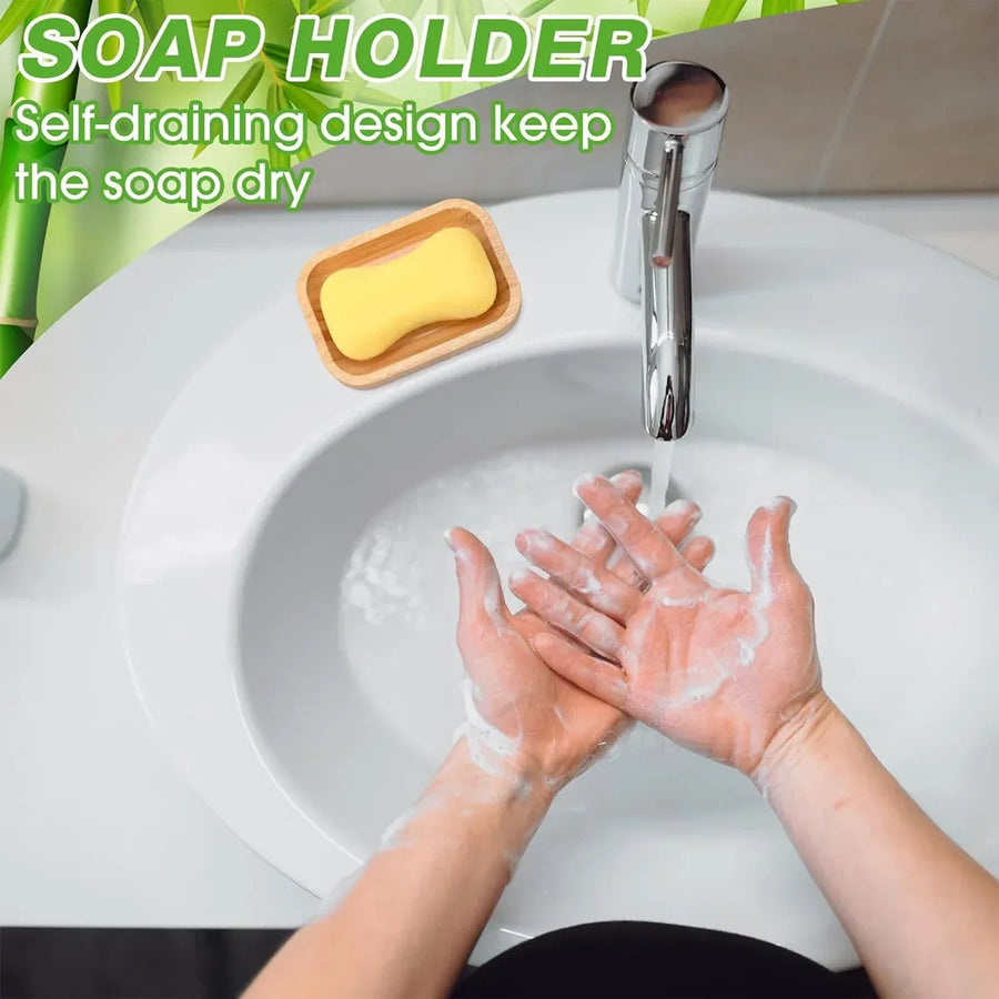 Bamboo Soap Box Single Layer Drainage Waterproof for Bathroom Hotel Toilet Use